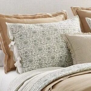 Threshold Studio McGee Botanical Pillow Shams Set of 2 Cotton Slub Tie Close